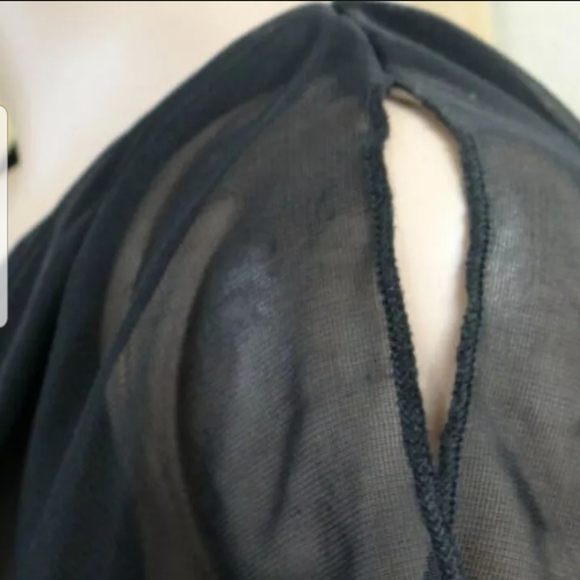 Ruby Rox dress S sheer slit sleeve black w silver - Picture 9 of 9